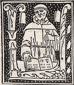 Luca Pacioli - medieval woodcut portrait